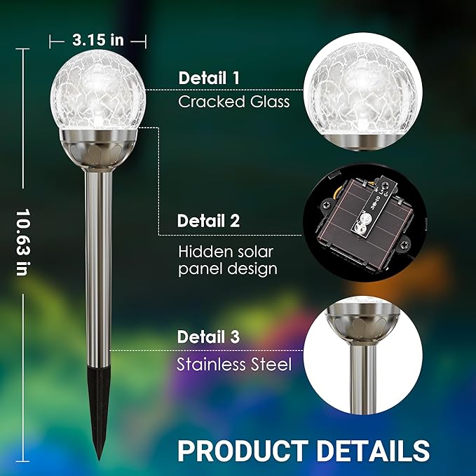SOLPEX Solar Garden Lights Outdoor, 6 Pack Multi-Color Changing&White 2 Modes - Image 7