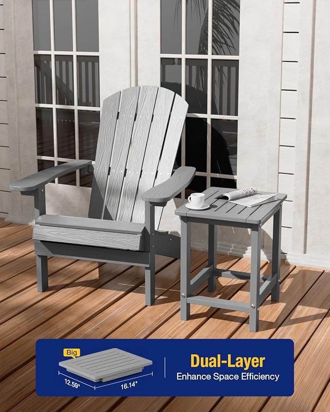 YEFU Outdoor Side Table for Patio: 16" HIPS Weather - Image 4