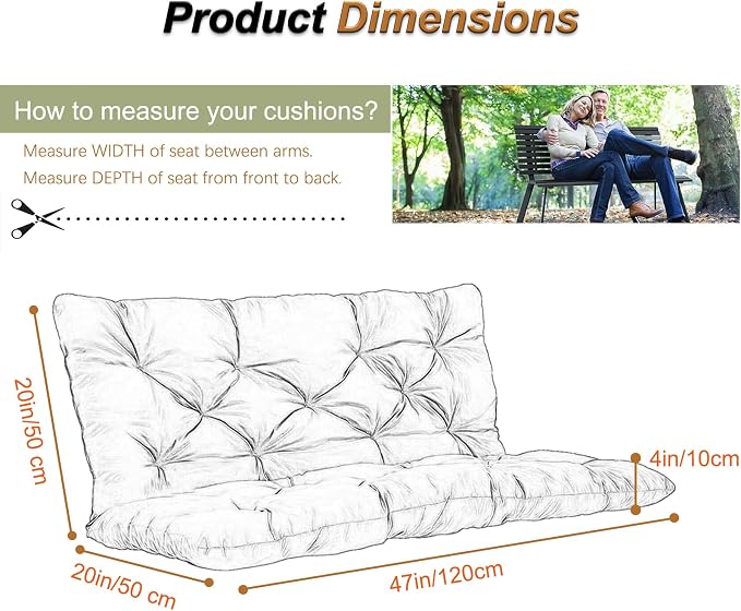 2-3 Seat Swing Replacement Cushion, Outdoor Bench Cushions - Image 6