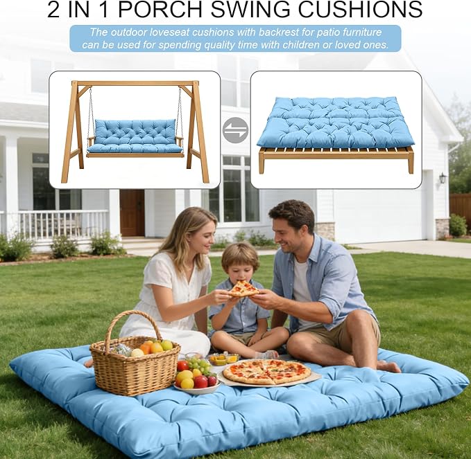 Outdoor Swing Cushions, 3 Seat Porch Swing Cushion Replacement - Image 7