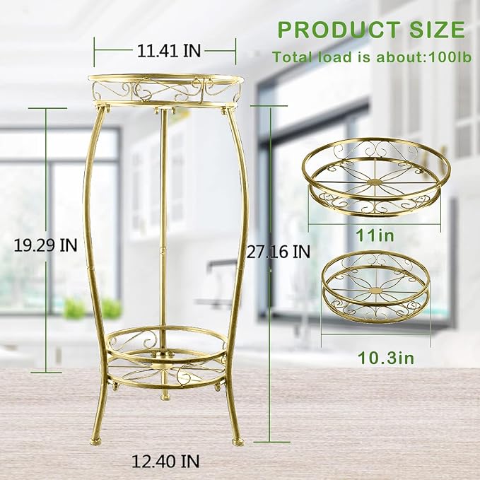 MOCORY Plant Stand Indoor Outdoor 2 Tier 27" Tall Metal Potted Holder Rack - Image 3