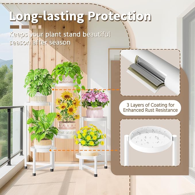 LASZOLA 6 Tiered Folding Tall Plant Stand Indoor - Image 4
