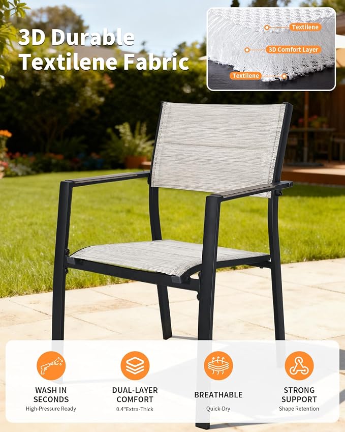 5 Pieces Outdoor Dining Set, Never-Rust Aluminum Expandable Patio Dining Table - Image 5