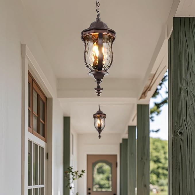 Large Outdoor Pendant Light Fixtures, 23.6'' Exterior Hanging Lantern Porch - Image 3