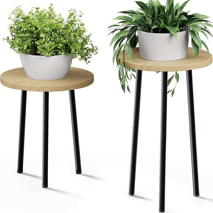 Plant Stand Indoor Tall: Corner Wood Plant Stand 2 Pack Mid Century Modern Decor by SAKSUNFORYOU