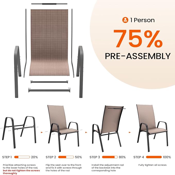 JEAREY Patio Dining Chairs Set of 6, Outdoor Stackable Dining Furniture Set - Image 5