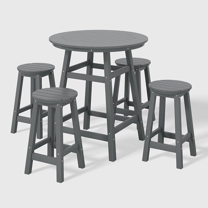 WestinTrends Malibu 5-Piece HDPE Outdoor Patio Dining Bar Bistro Table Set by WestinTrends