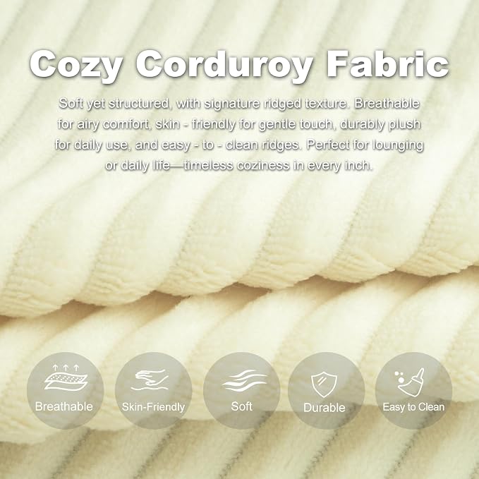 Giant Bean Bag Chair for Adults, Corduroy Chaise Lounge - Image 9