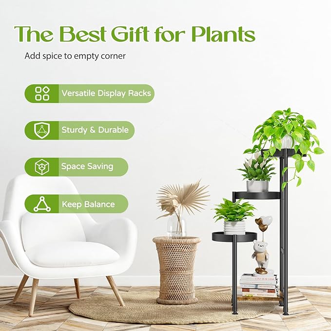 Plant Stand Indoor Outdoor Clearance, 4 Tier Tall Corner Metal Flower Pot Shelf - Image 4