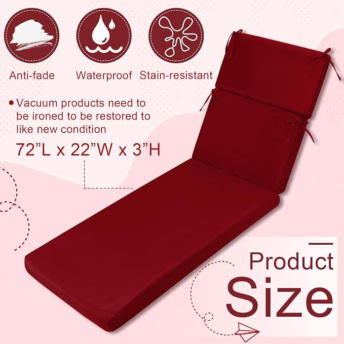 1 Pcs Indoor Outdoor Chaise Lounge Cushions Sponge Bench Outdoor Furniture - Image 3