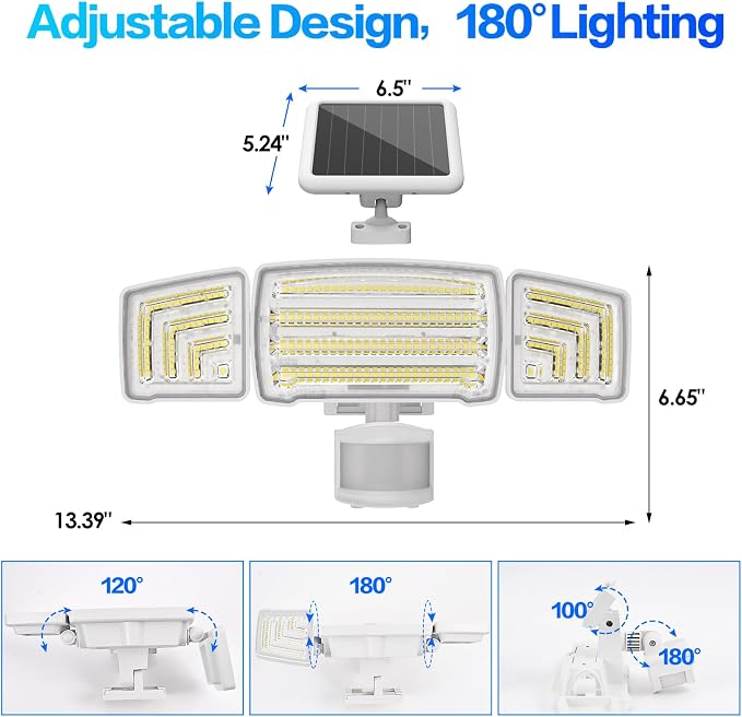 Energetic Solar Outdoor Lights, 1800LM 150 LED Security Motion Sensor Outdoor - Image 6