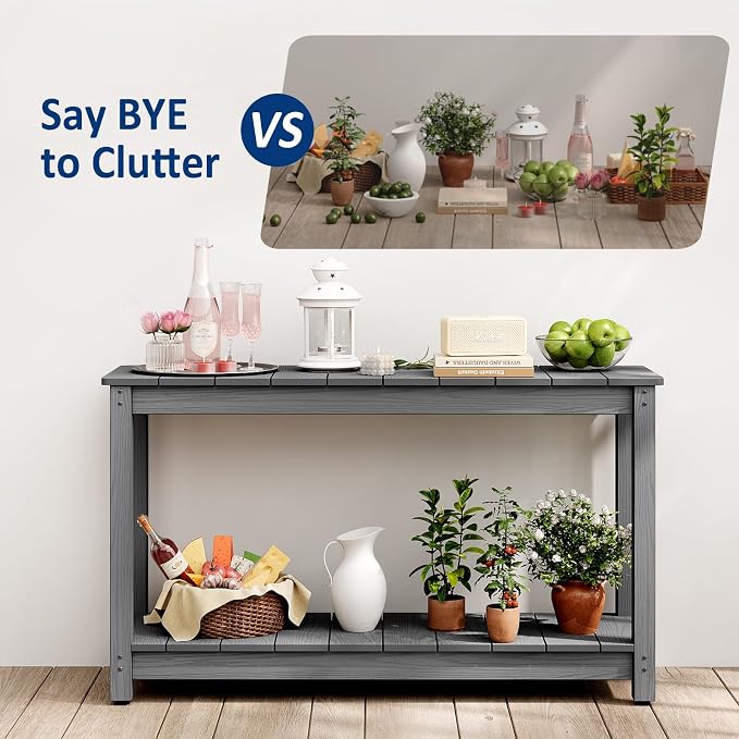 Outdoor Console Table, 440LBS Weight Capacity, 2-Tier Multifunctional Buffet - Image 6