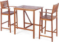 COSTWAY 3PCS Bar Table Set, Outdoor Acacia Wood Dining Set, Spacious Tabletop by COSTWAY