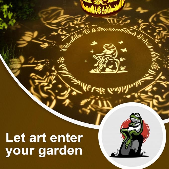 Solar Lanterns Outdoor Waterproof Frog Lazy Pattern Solar Lights Metal Lantern - Image 3