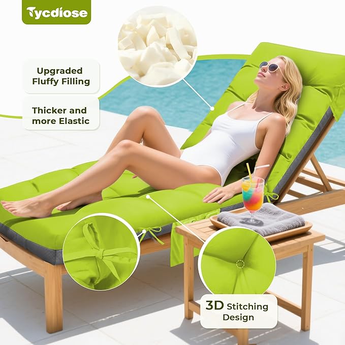 Outdoor Lounge Chair Cushion, Waterproof Thickened Chaise Lounge Cushions - Image 2
