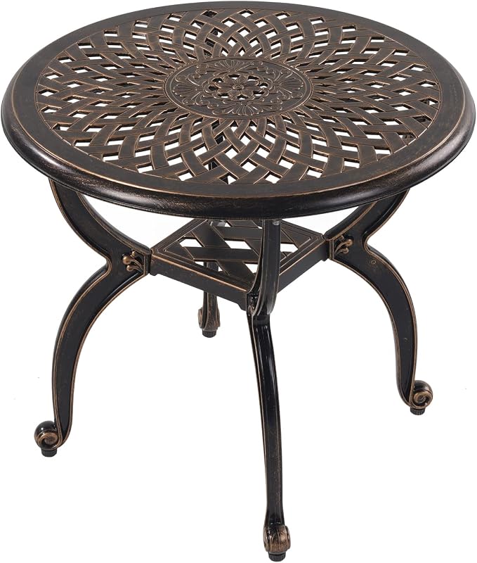 C/G Outdoor Side Tables, Cast Aluminum Patio End Tables, Anti-Rust Coffee Table - Image 3