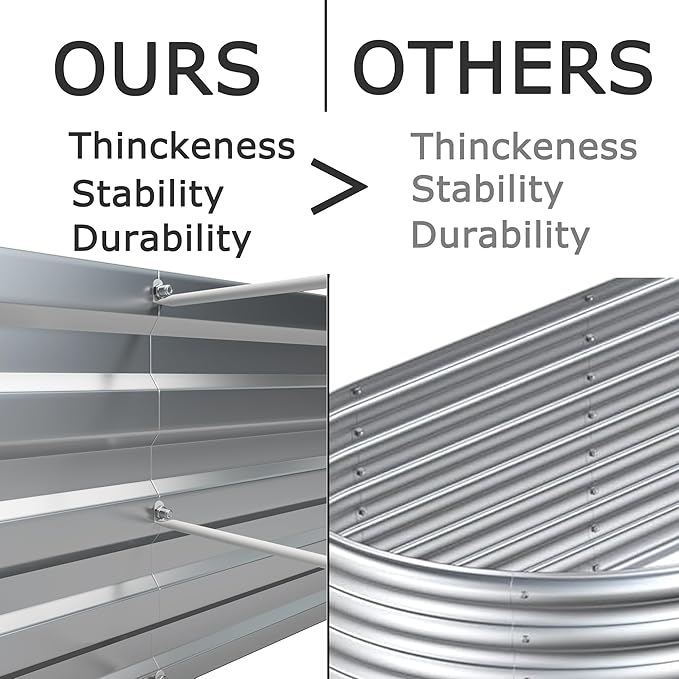 8x4x1ft Galvanized Raised Garden Bed, Outdoor Planter Box Metal Patio Kit - Image 3