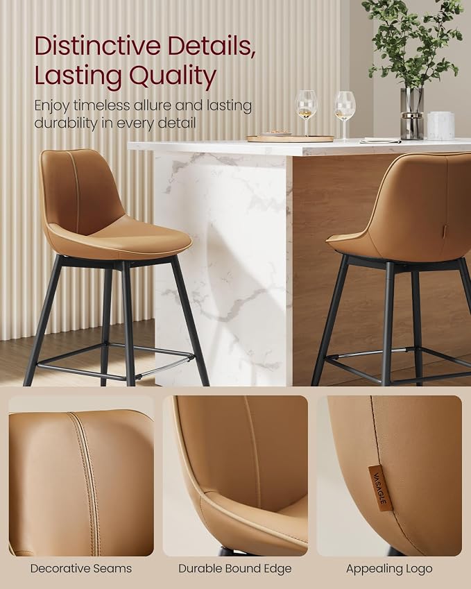 VASAGLE Bar Stools Set of 2, Counter Height Bar Stools - Image 9