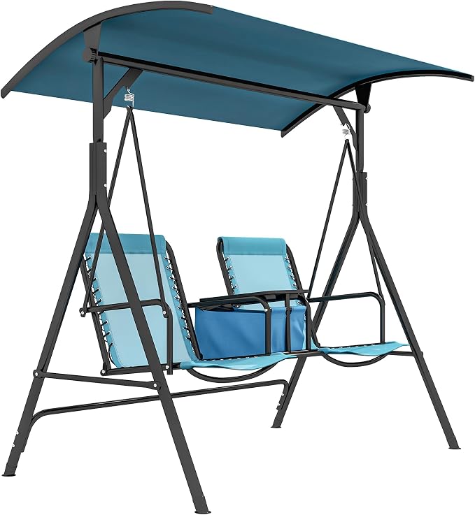 Outsunny 2-Seat Patio Swing Chair, Outdoor Canopy Swing Glider by Outsunny