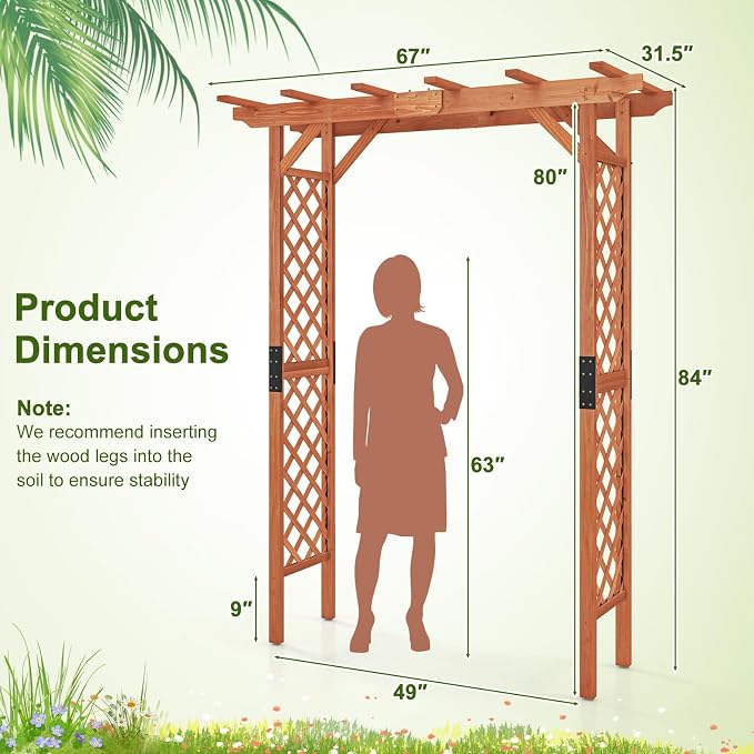 Giantex 7FT Wood Garden Arbor Trellis, Wedding Arch - Image 7