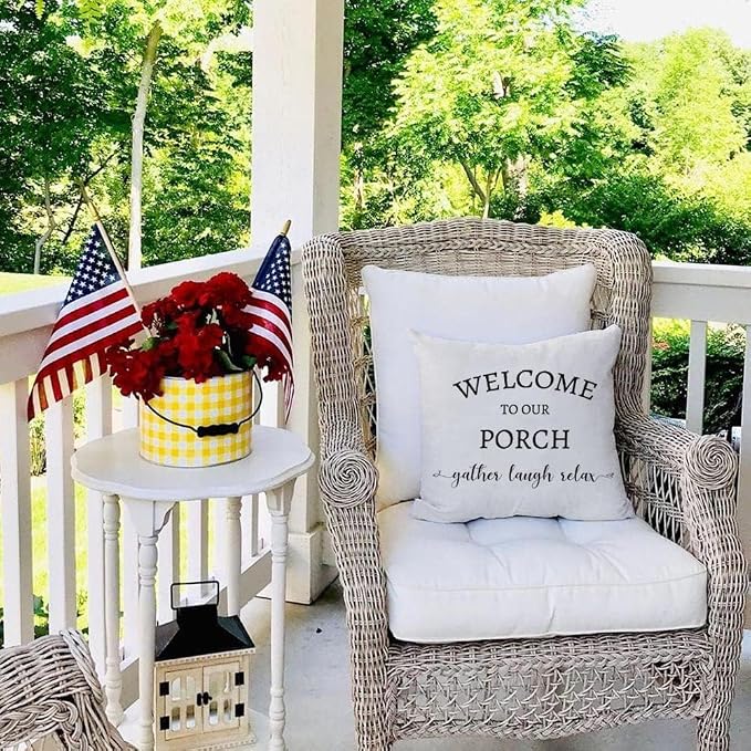 PANDICORN Welcome to Our Porch Stay Awhile Pillow Covers 20x20 Set of 2 - Image 3
