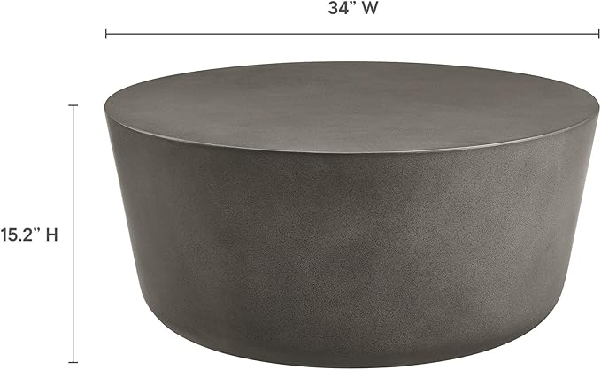 Modway Brion 34 Inch Round Concrete Coffee Table – Indoor/Outdoor Tapered - Image 3