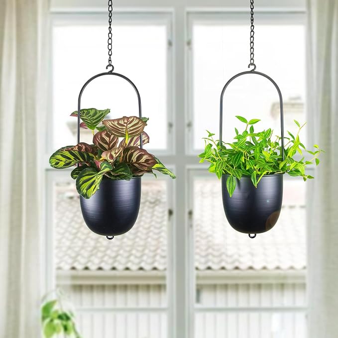 Stackable Metal Hanging Planters, Modern Wall and Ceiling Plant Holders - Image 5