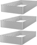 3 Pack Corrugated Galvanized Steel Raised Garden Bed Outdoor, Metal Above by CATMANOR