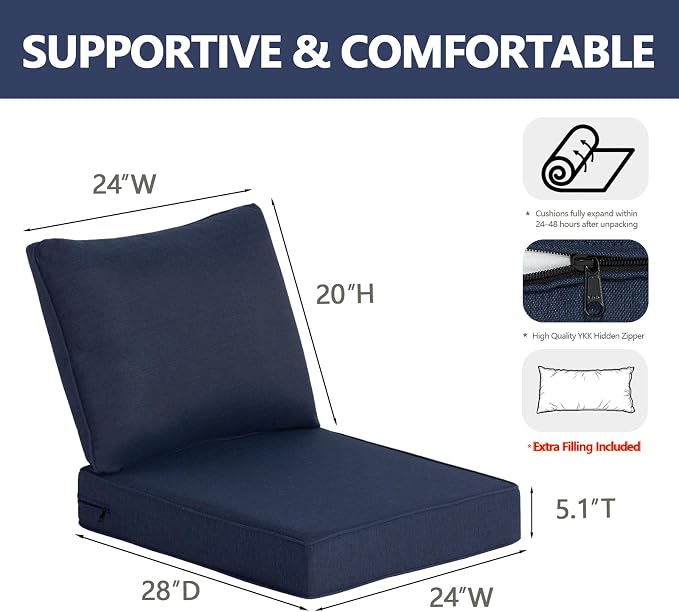 Goodgoods 24 x 28 Outdoor Patio Deep Seat Cushions 2-Pack, 1000+ Hours - Image 2