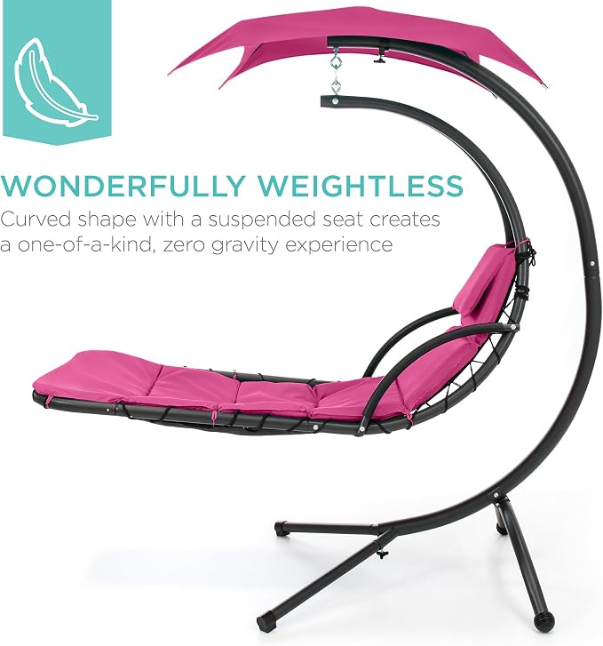 Best Choice Products Outdoor Hanging Curved Steel Chaise Lounge Chair Swing - Image 3