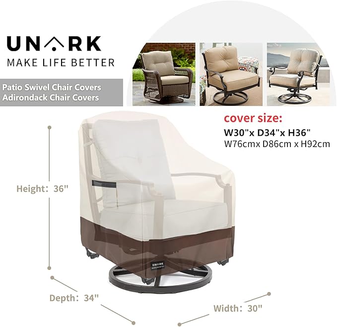 Outdoor Swivel Chair Covers Waterproof 2 Pack, Outdoor Chair Covers Patio - Image 2