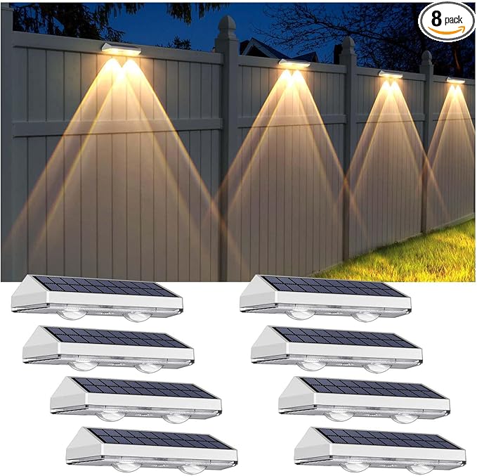 Solar Fence Lights Outdoor by LIANGLOME