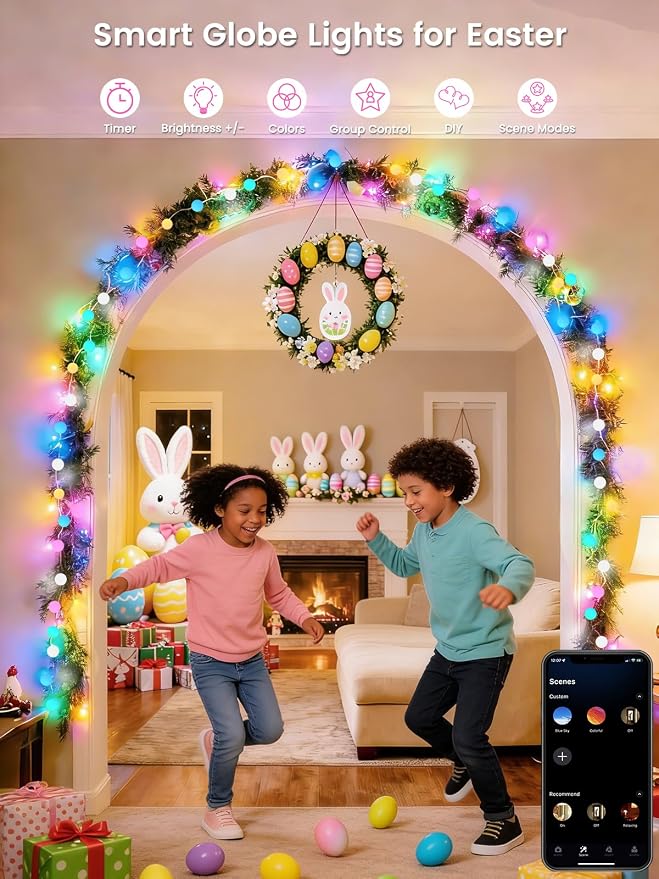 Smart Color Changing Easter Lights Outdoor Indoor, 33FT 66LED App Control RGB - Image 2