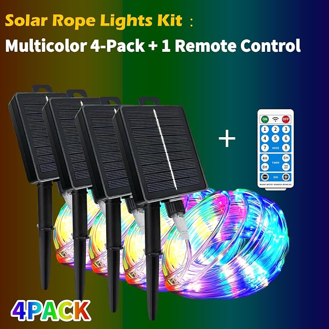 Solar Rope Lights Waterproof IP65 39FT 100LEDs 4 Pack Outdoor LED Outdoor - Image 7