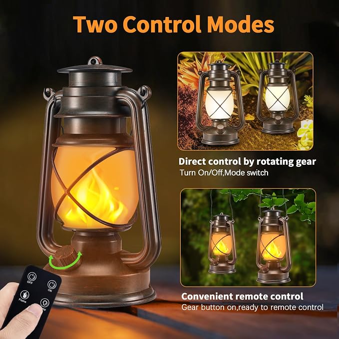 Battery-Powered 2 Modes Lighting LED Vintage Lanterns Decorative Outdoor & - Image 4