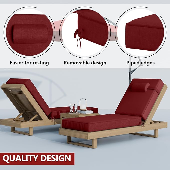 72 x 21 x 4 Inch Olefin Chaise Lounge Cushions, Lounge Chair Cushions - Image 6