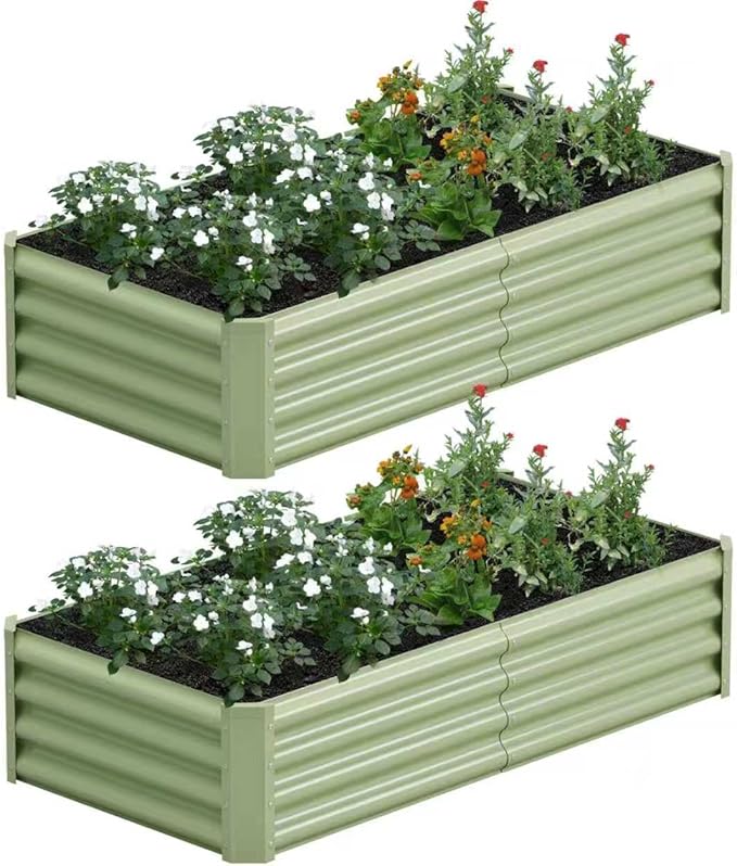 2PCS 4x2x1FT Galvanized Raised Garden Bed, Galvanized Planter Raised Garden by AyenGuard