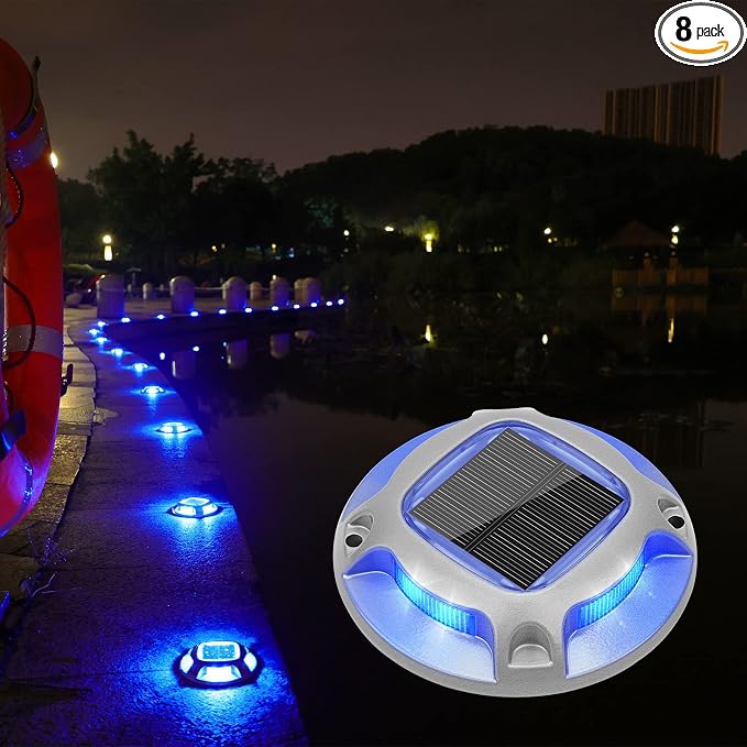 VOLISUN Solar Driveway Dock Marine Lights 8-Pack, 2 Colors in 1, Outdoor LED by VOLISUN