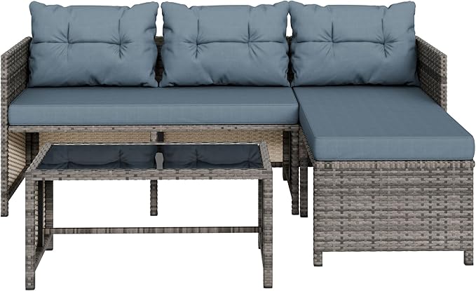 Vongrasig 3 Pieces Patio Furniture Sets, All-Weather Wicker Outdoor Sofa Couch - Image 8