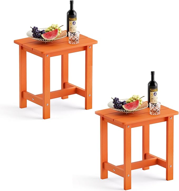 LUE BONA Outdoor Side Table Set of 2, HDPS Small Outdoor Table, Adirondack Side by LUEBONA