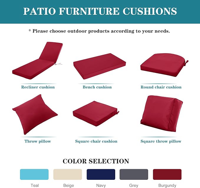 Chaise Lounge Cushion Outdoor, Waterproof and Stain-Resistant Lounge Deck - Image 9