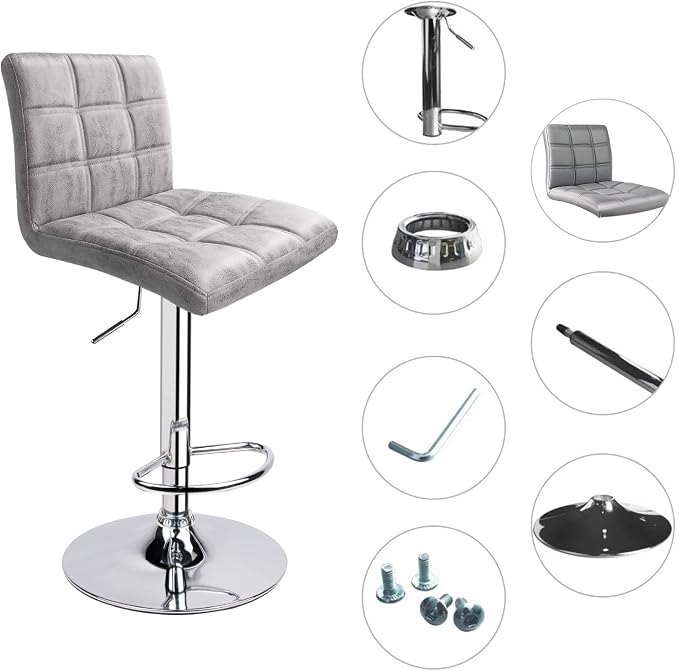 Leopard Outdoor Products Modern Square PU Leather Adjustable Bar Stools - Image 6