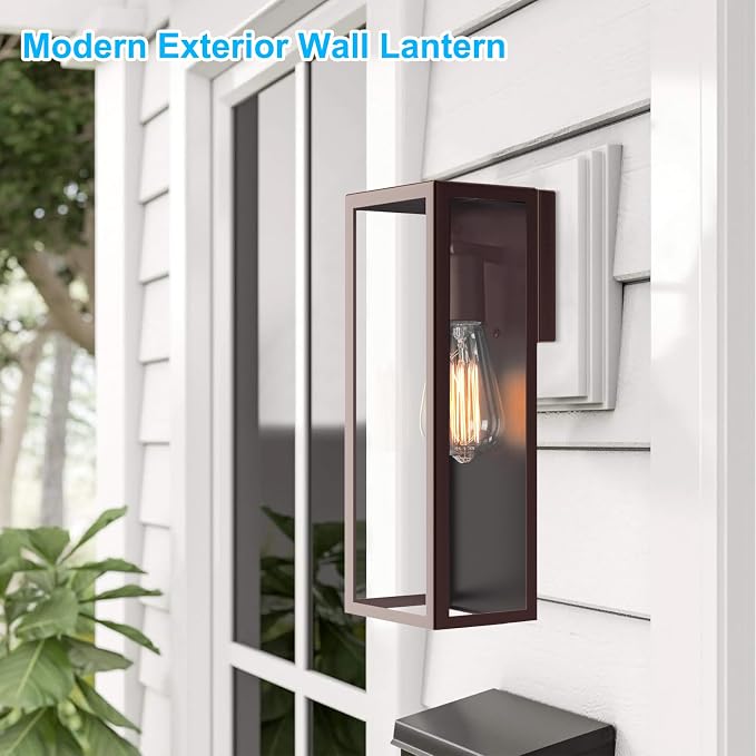2-Pack Outdoor Wall Lanterns, Oil Rubbed Bronze Porch Lights, Anti-Rust E26 - Image 6