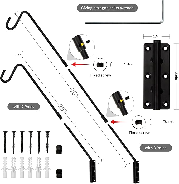 Juegoal Heavy Duty Deck Hook, 25 Inch or 36 Inch Wall Mounted Extended Reach - Image 2