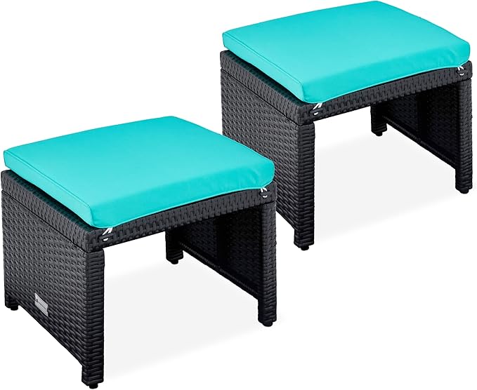 Best Choice Products Set of 2 Wicker Ottomans, Additional Seating, Side Table by BestChoiceProducts