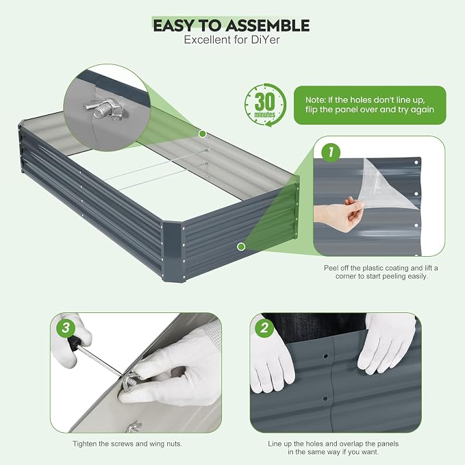 ZORMY 2Pack 6×3×1ft Galvanized Raised Garden Bed Kit, Metal Planter Boxes - Image 2
