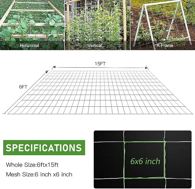 Trellis Netting, CANAGROW Heavy-Duty Garden Plant Trellis Netting - Image 2