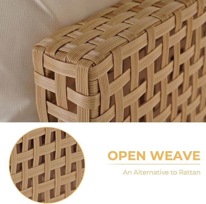 Grand patio 4-Piece Wicker Patio Furniture Set, Boho Outdoor Sectional Sofa - Image 3