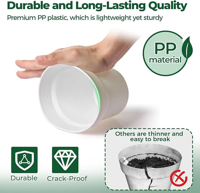 T4U 5 Inch Plant Pot 8-Pack, Plastic Pots - Image 3