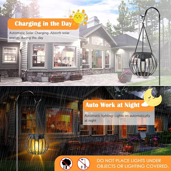 UBright 2 Pack 15" Solar Lights Outdoor Decorative Metal Solar Lanterns Outdoor - Image 4
